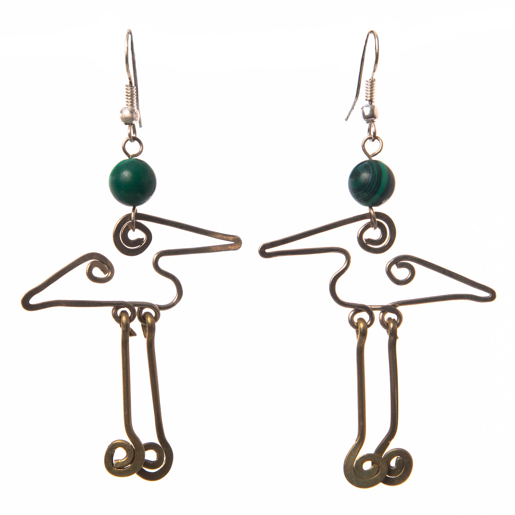 Silver and Bronze Egret Earrings - Amazon Ecology