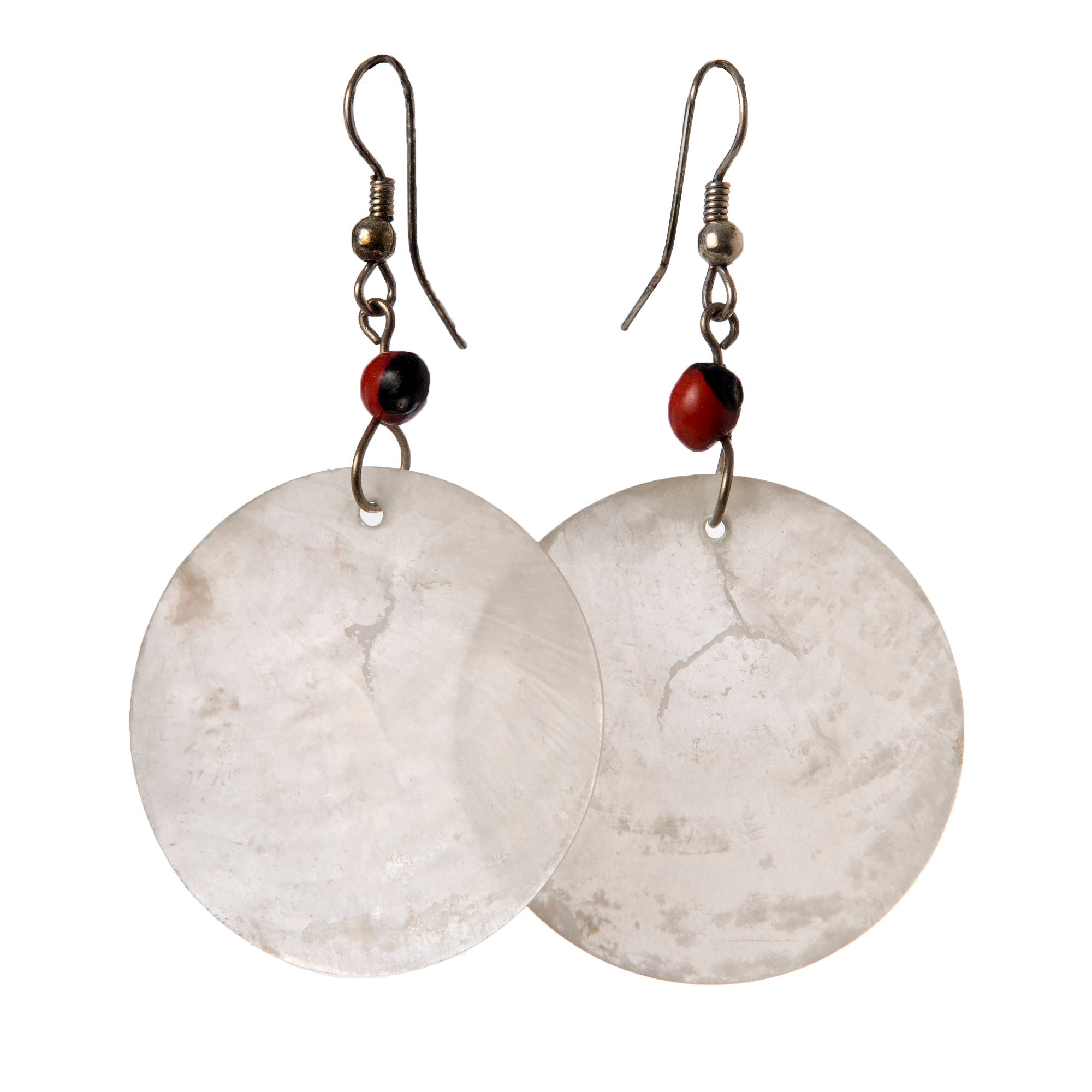 Natural White Circular Nakar Shell Earrings - Amazon Ecology