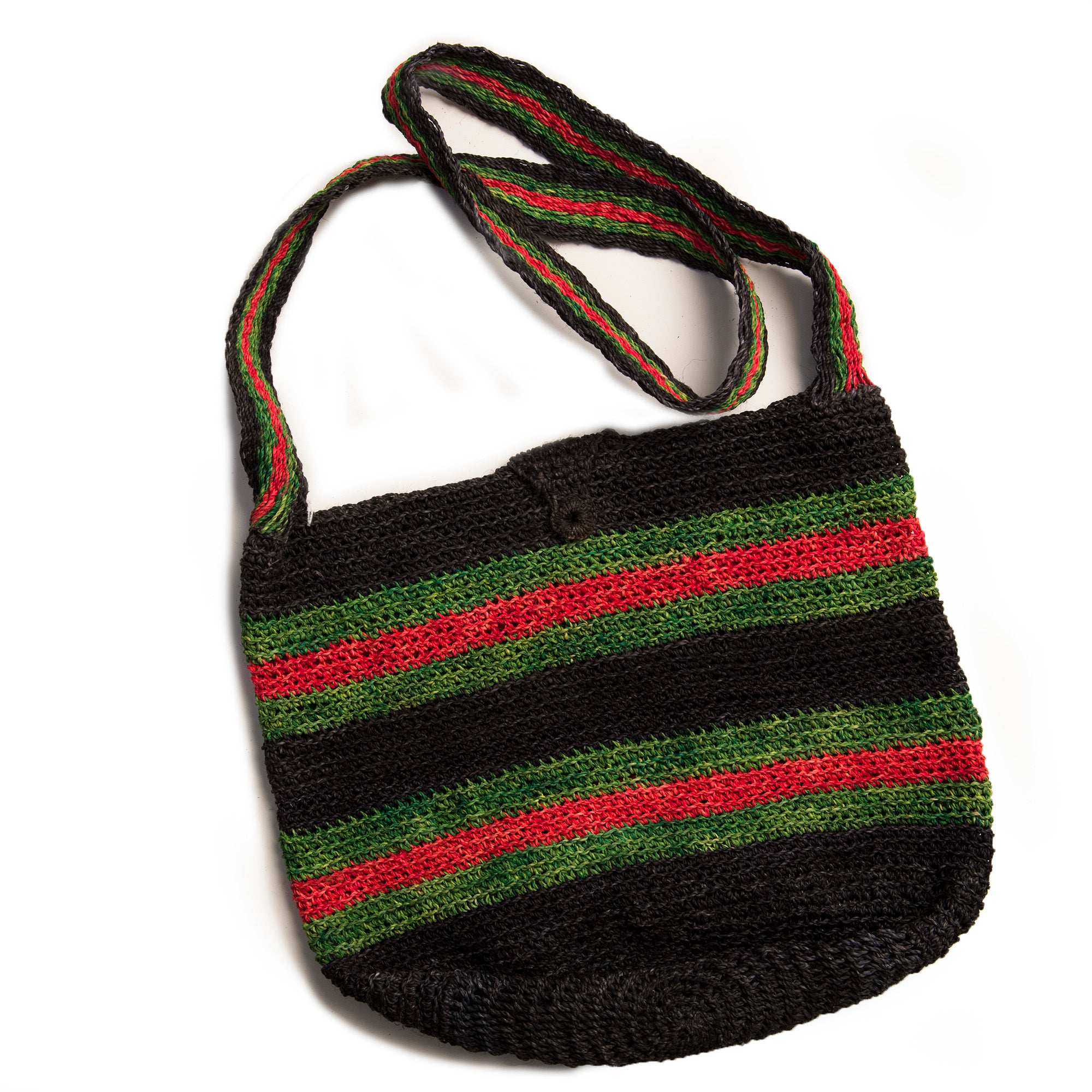 Black striped Round-bottom Shoulder Palm Fiber Bags made in the Peruvian Amazon - Amazon Ecology