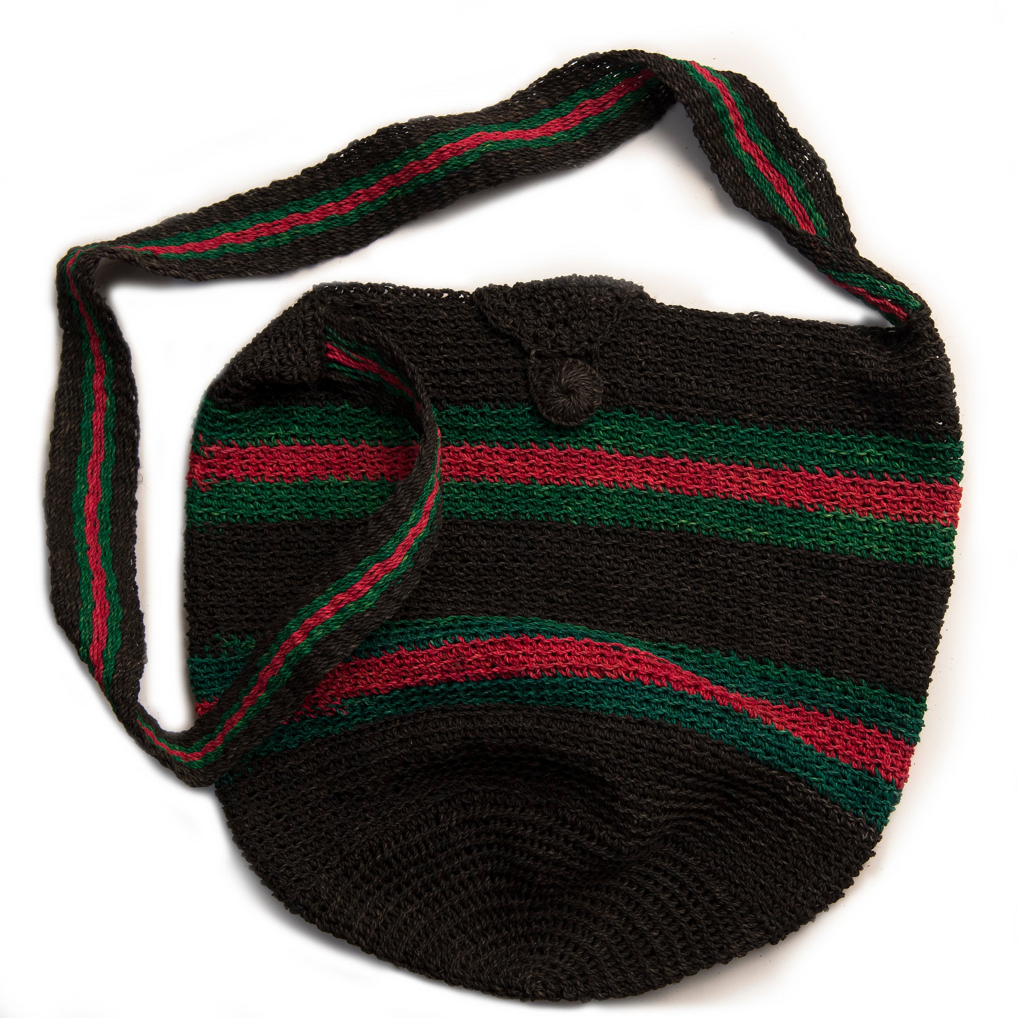 Black striped Round-bottom Shoulder Palm Fiber Bags made in the Peruvian Amazon - Amazon Ecology