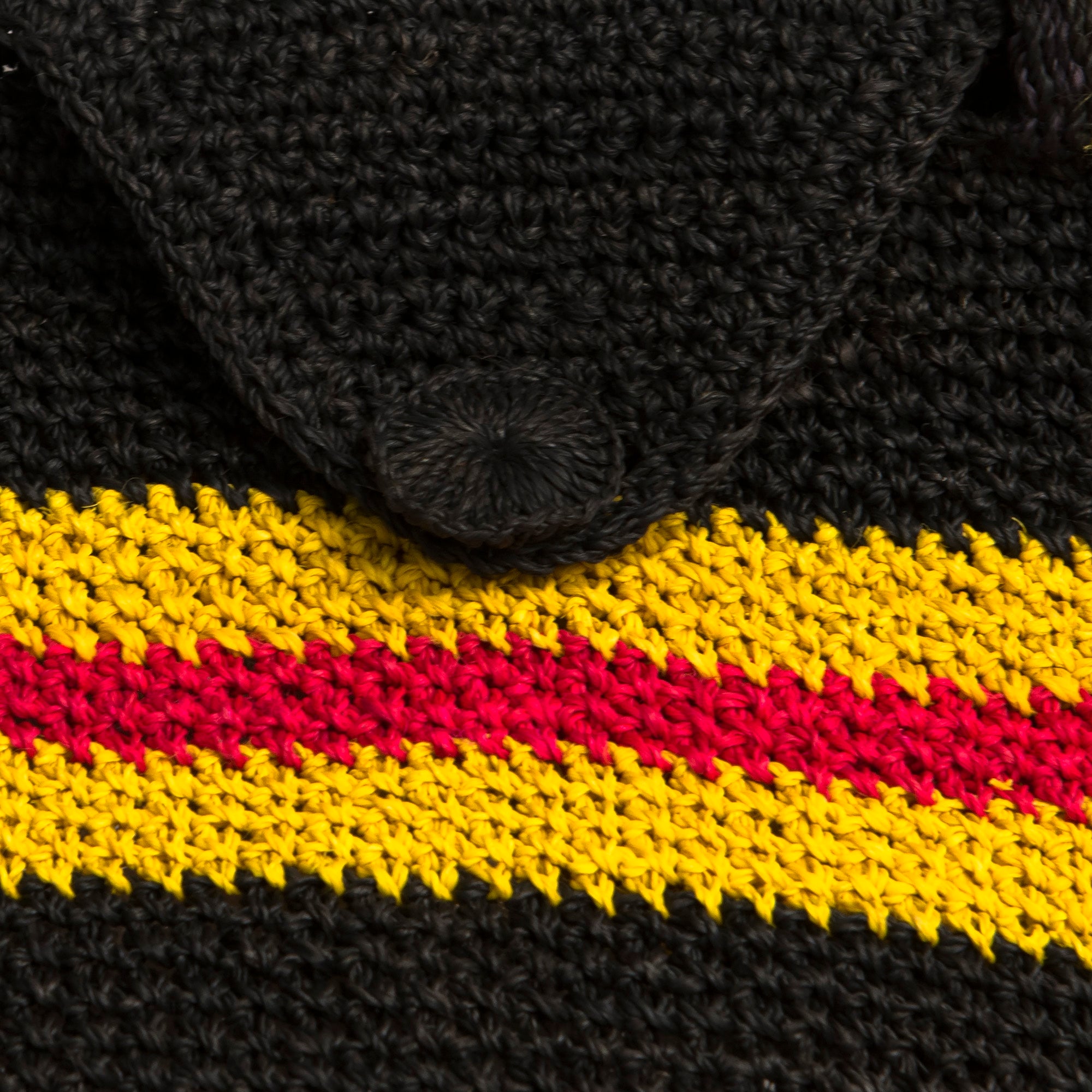 Crocheted Black, Black & Red Purse, Double Strap & Clasp, bag made in Peruvian Amazon - Amazon Ecology