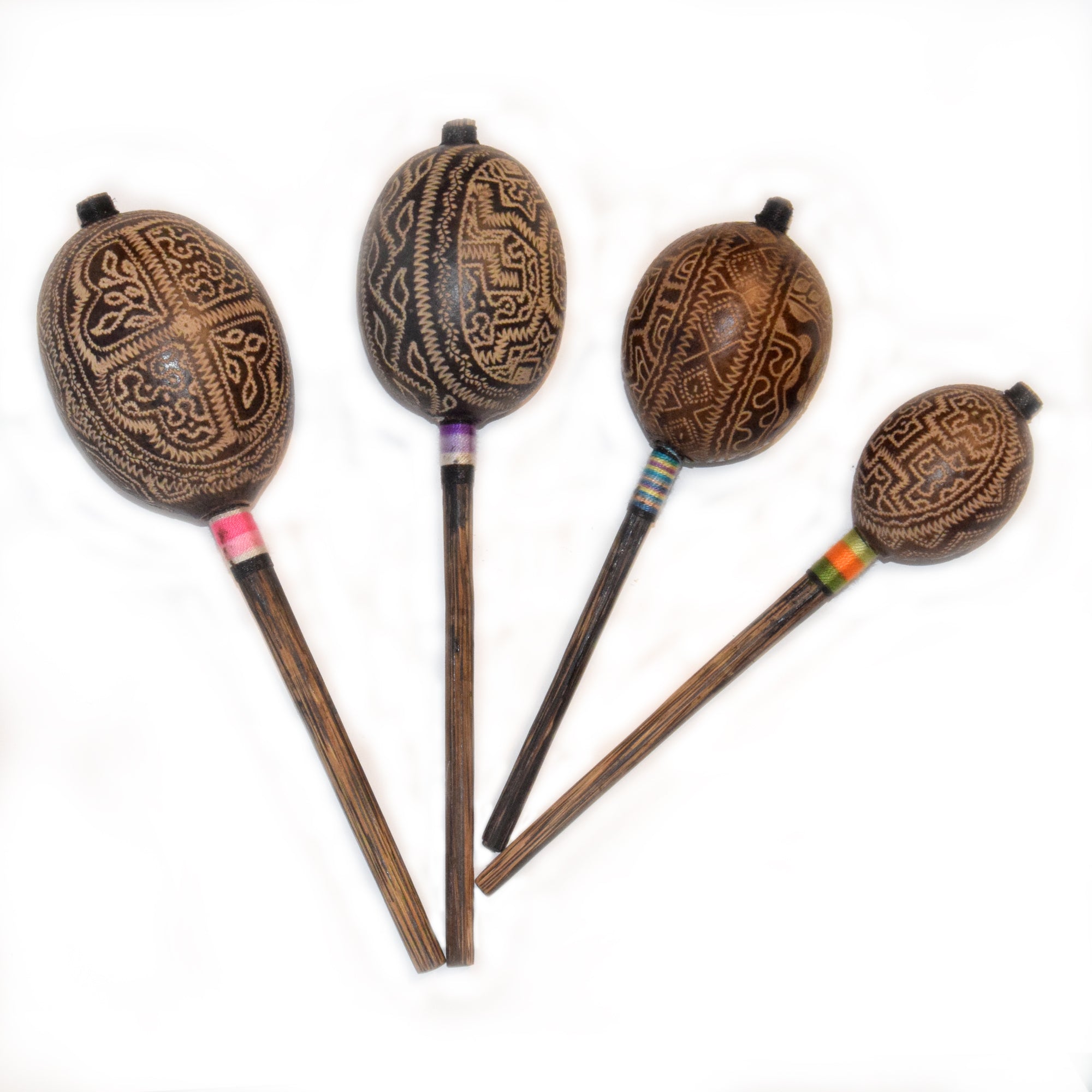 Shipibo geometric design Calabash maraca - made by Peruvian Amazon artisan - Amazon Ecology
