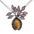 Tiger's eye stone macrame with leaves necklace from the Peruvian Amazon