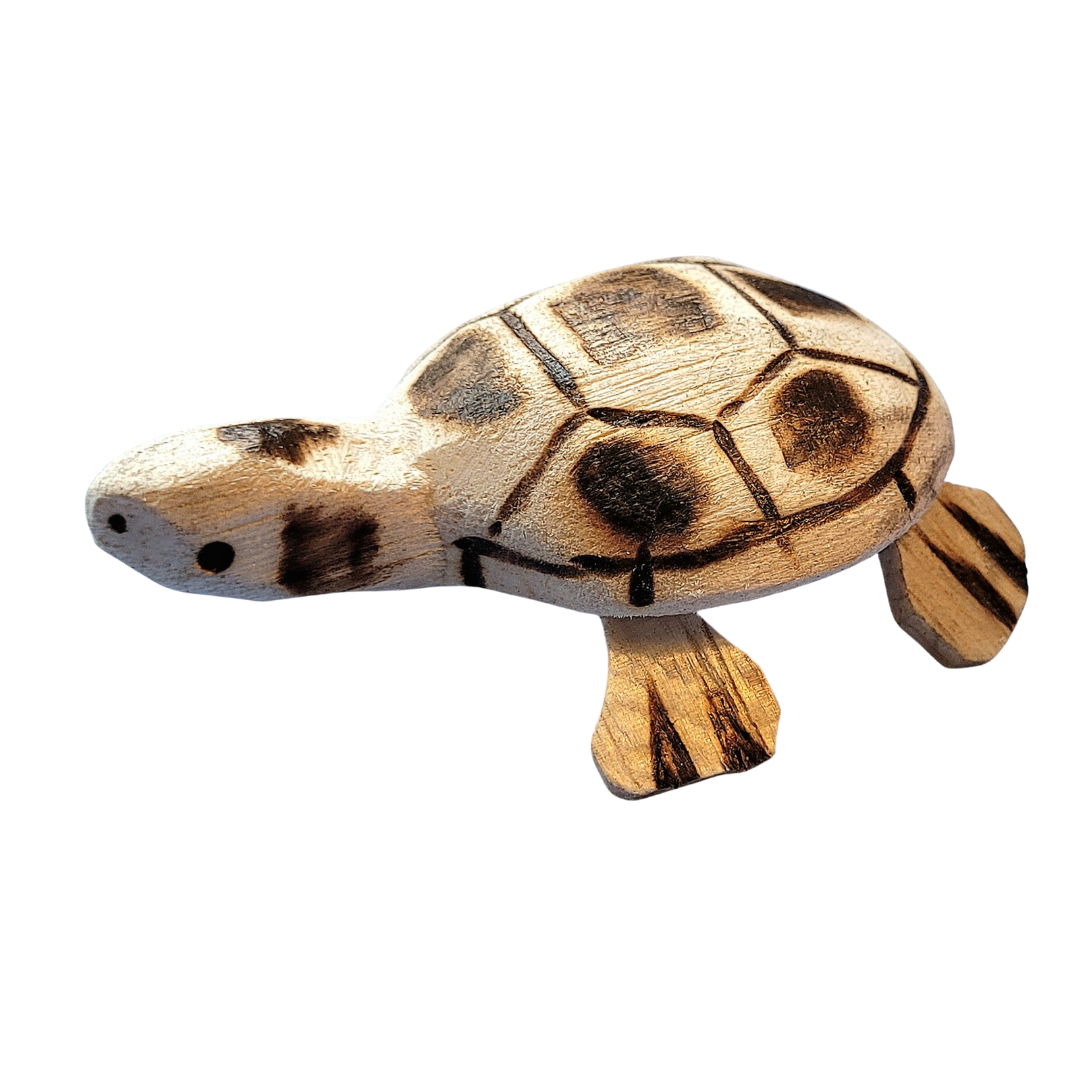 SMALL BALSA WOOD TURTLE DECORATION - CARVED BY PERUVIAN AMAZON ARTISAN