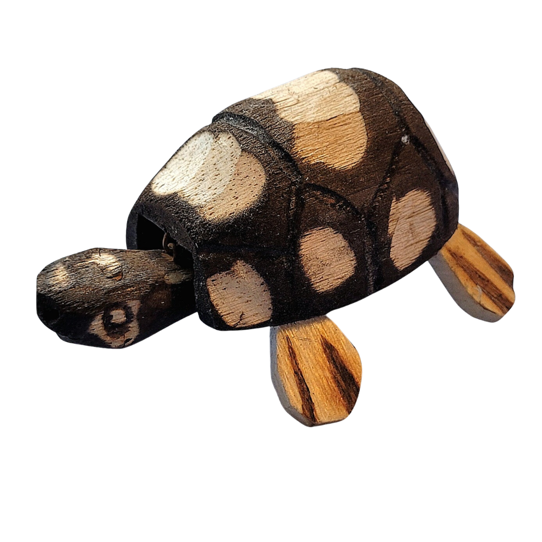 BOBBLE HEAD TURTLE BALSA WOOD DECORATION - CARVED BY PERUVIAN AMAZON ARTISAN