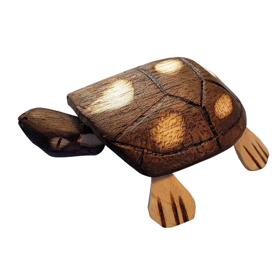 BOBBLE HEAD TURTLE BALSA WOOD DECORATION - CARVED BY PERUVIAN AMAZON ARTISAN