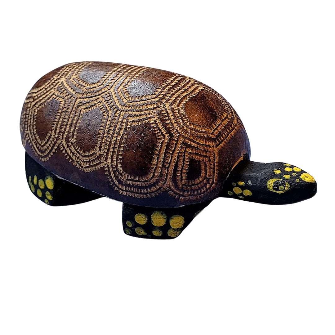 TURTLE FAIR -TRADE ORNAMENT - BALSA AND CALABASH CARVED BY PERUVIAN AMAZON ARTISAN