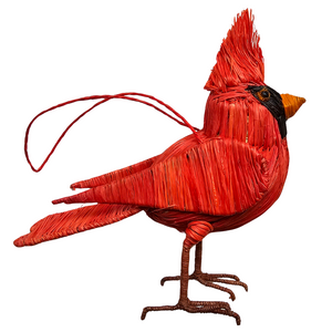 CARDINAL BIRD - FAIR TRADE CHRISTMAS TREE ORNAMENT - WOVEN BY PERUVIAN AMAZON ARTISAN