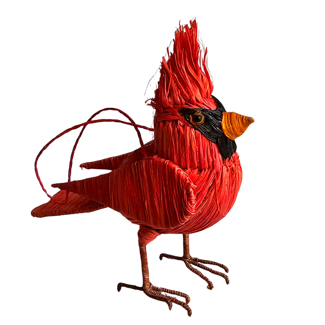 CARDINAL BIRD - FAIR TRADE CHRISTMAS TREE ORNAMENT - WOVEN BY PERUVIAN AMAZON ARTISAN