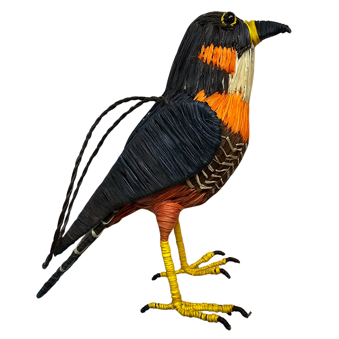 ORANGE BREASTED FALCON BIRD - FAIR-TRADE CHRISTMAS TREE ORNAMENT - WOVEN BY PERUVIAN AMAZON ARTISAN