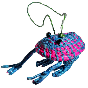 WOVEN FROG FAIR-TRADE CHRISTMAS TREE ORNAMENT AND RING KEEPER