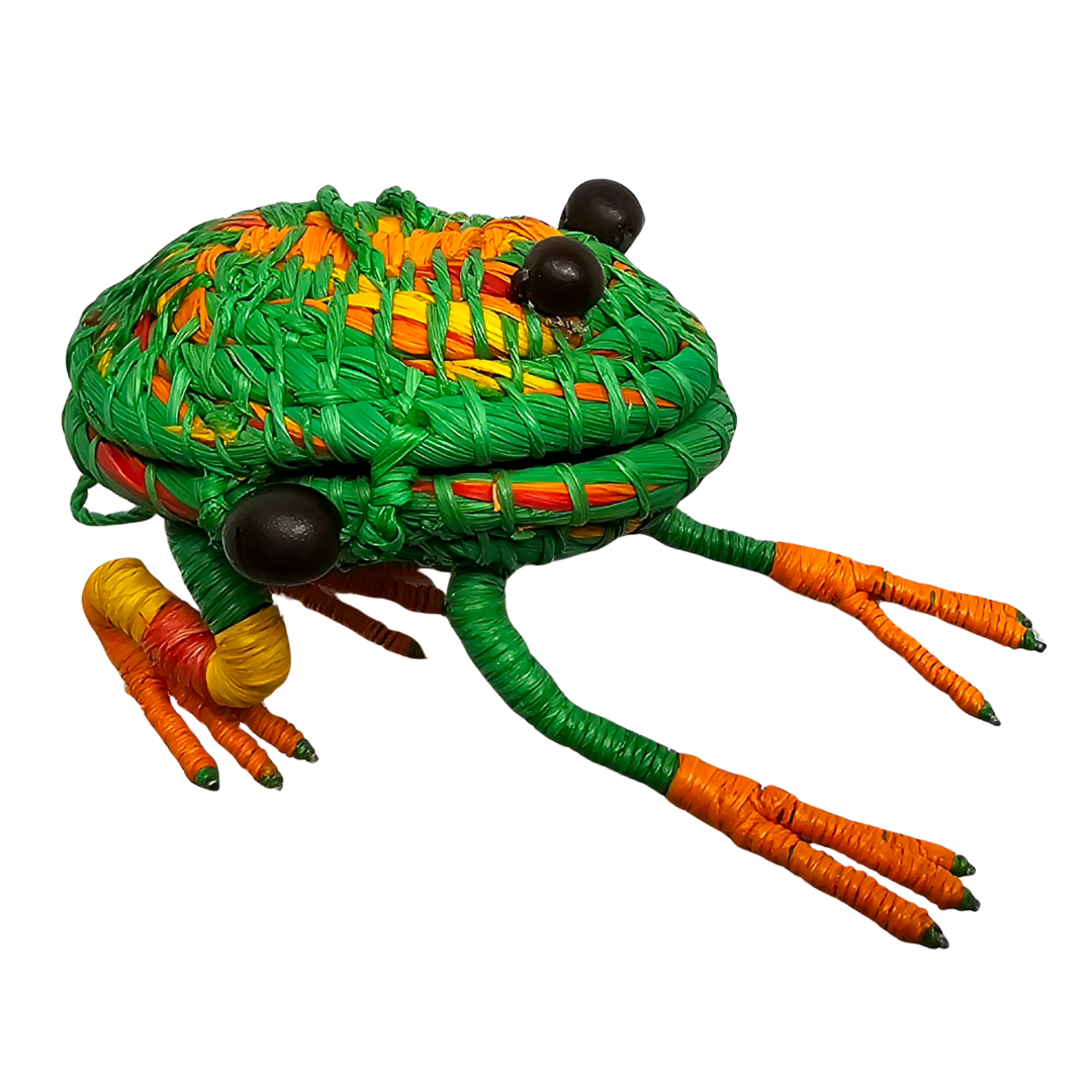 FROG - WOVEN AMPHIBIAN FAIR-TRADE CHRISTMAS TREE ORNAMENT AND RING KEEPER - MADE BY PERUVIAN AMAZON ARTISAN