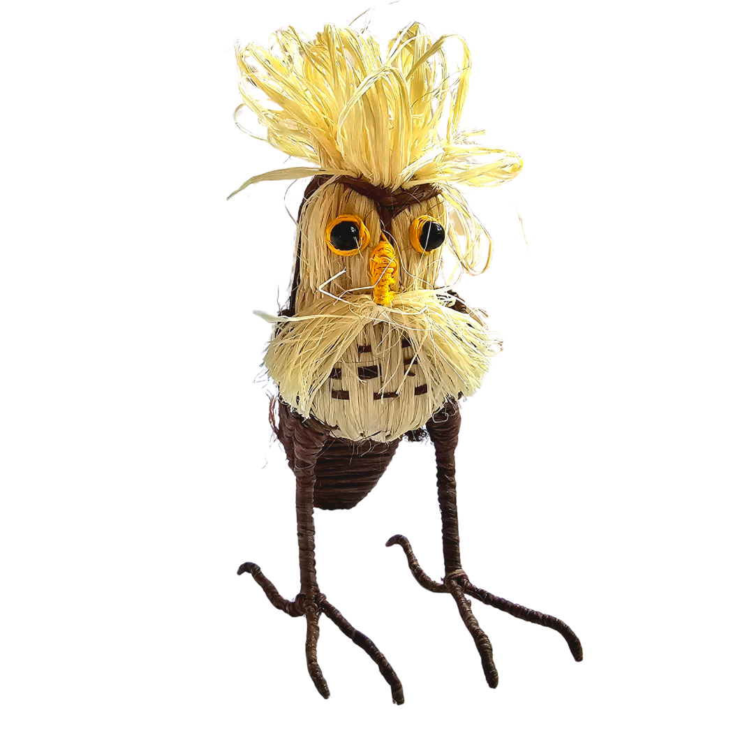 FANCIFUL OWLS - FAIR-TRADE CHRISTMAS TREE BIRD ORNAMENT - WOVEN BY PERUVIAN AMAZON ARTISAN