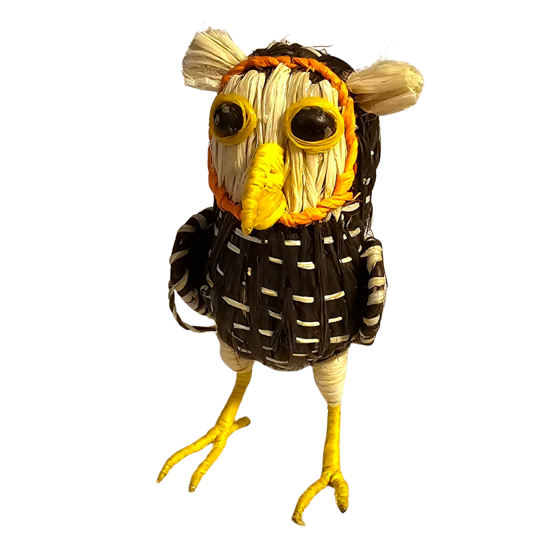 FANCIFUL OWLS - FAIR-TRADE CHRISTMAS TREE BIRD ORNAMENT - WOVEN BY PERUVIAN AMAZON ARTISAN