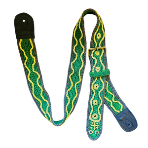 FAIR -TRADE HAND-MADE GUITAR STRAP - EMERALD TREE BOA PATTERN - WOVEN BY PERUVIAN AMAZON ARTISAN