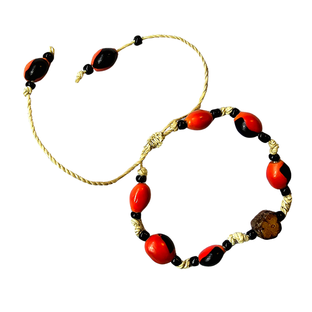 Huayruru and ayahuasca bracelet - made by Peruvian Amazon artisan