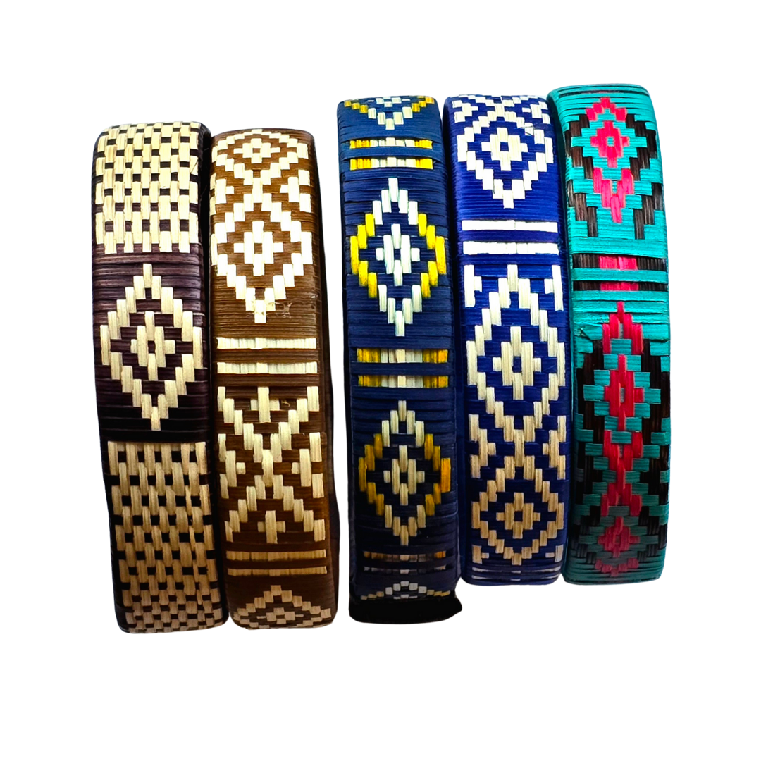 Multi-colored caña flecha wrap-around bracelets from the Peruvian Amazon