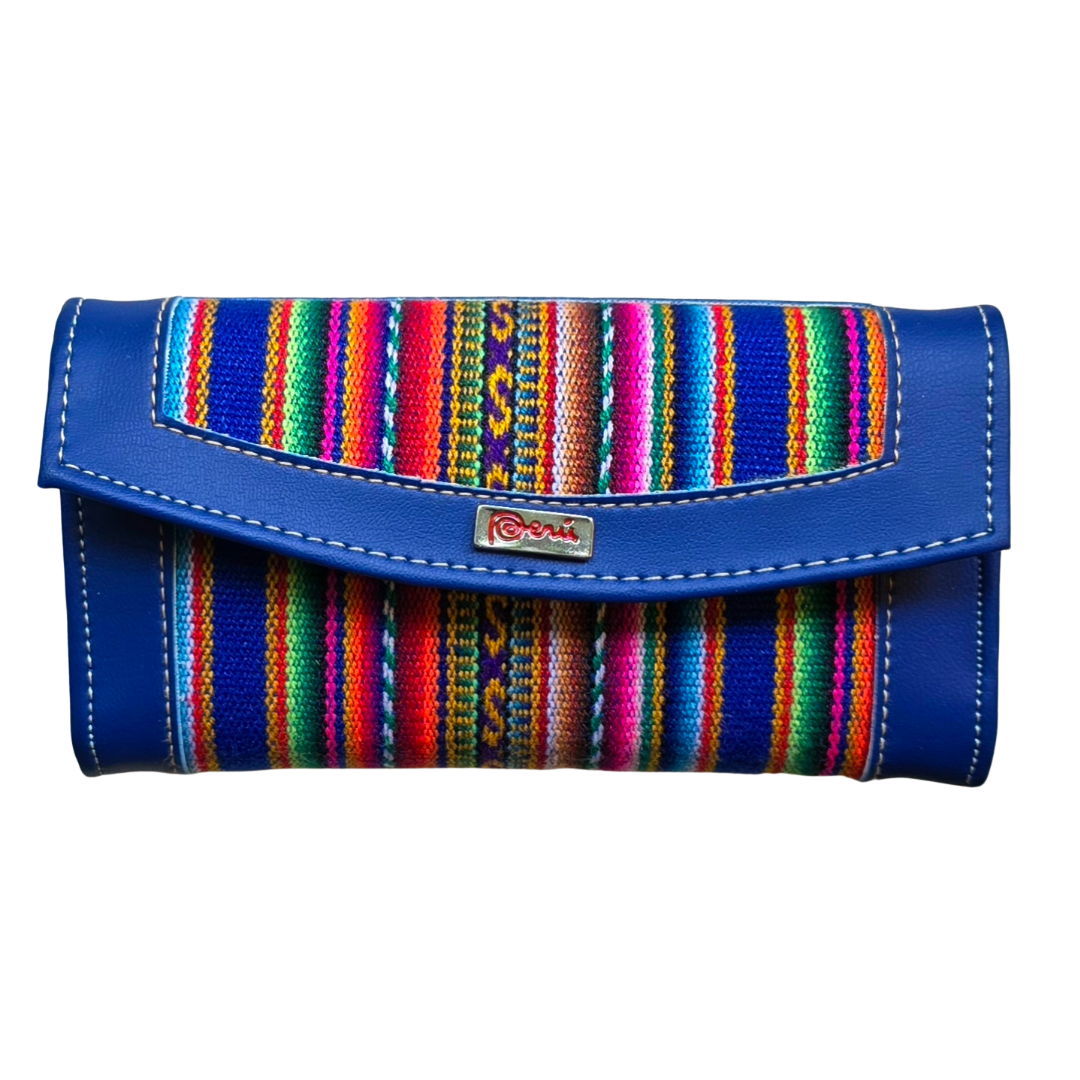 Multi-color mantel fabric clutch purse/wallet from Peru