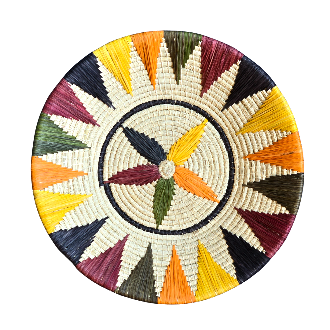 Sun Star Pattern with Ring Decorative Basket - Fair Trade and Handwoven