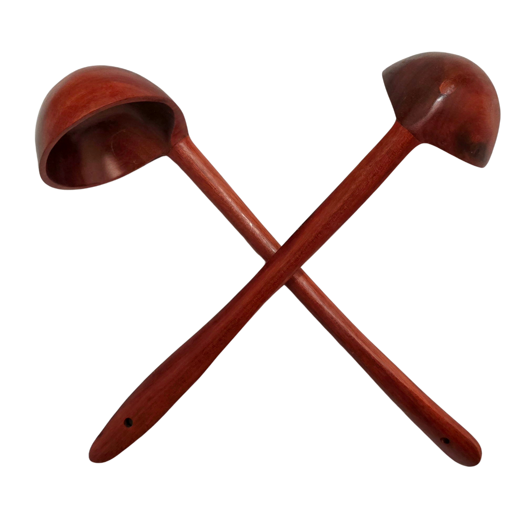 Palo sangre and pona palm wood soup ladles - hand made by Peruvian Amazon artisan