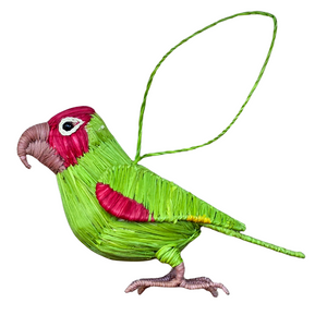 CHERRY HEADED AND SUN CONURE PARROT BIRD FAIR-TRADE CHRISTMAS TREE ORNAMENT - WOVEN BY PERUVIAN AMAZON ARTISAN