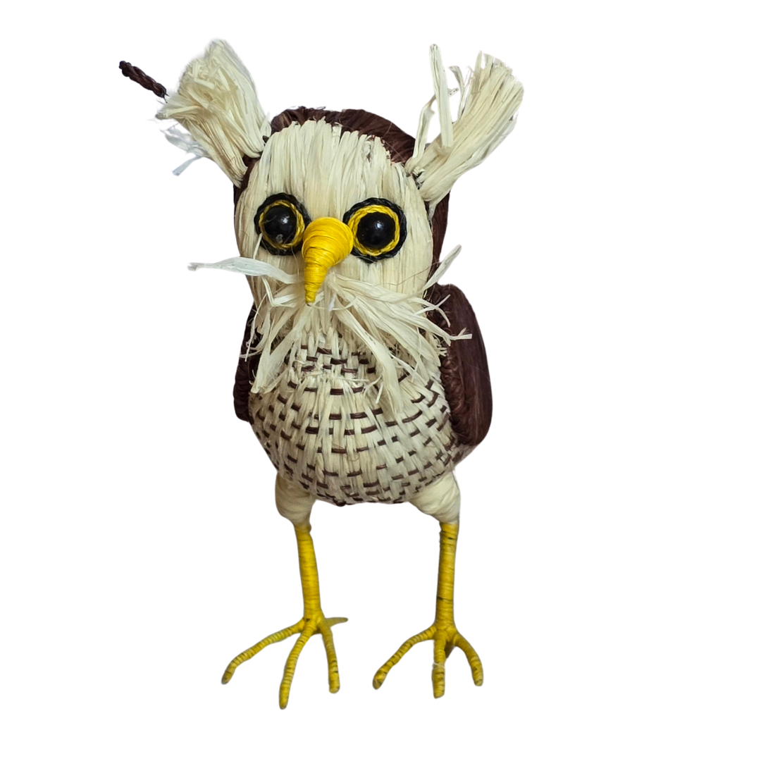 FANCIFUL OWLS - FAIR-TRADE CHRISTMAS TREE BIRD ORNAMENT - WOVEN BY PERUVIAN AMAZON ARTISAN