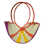 Colorful half-moon chambira double-handle bag from the Peruvian Amazon - Amazon Ecology