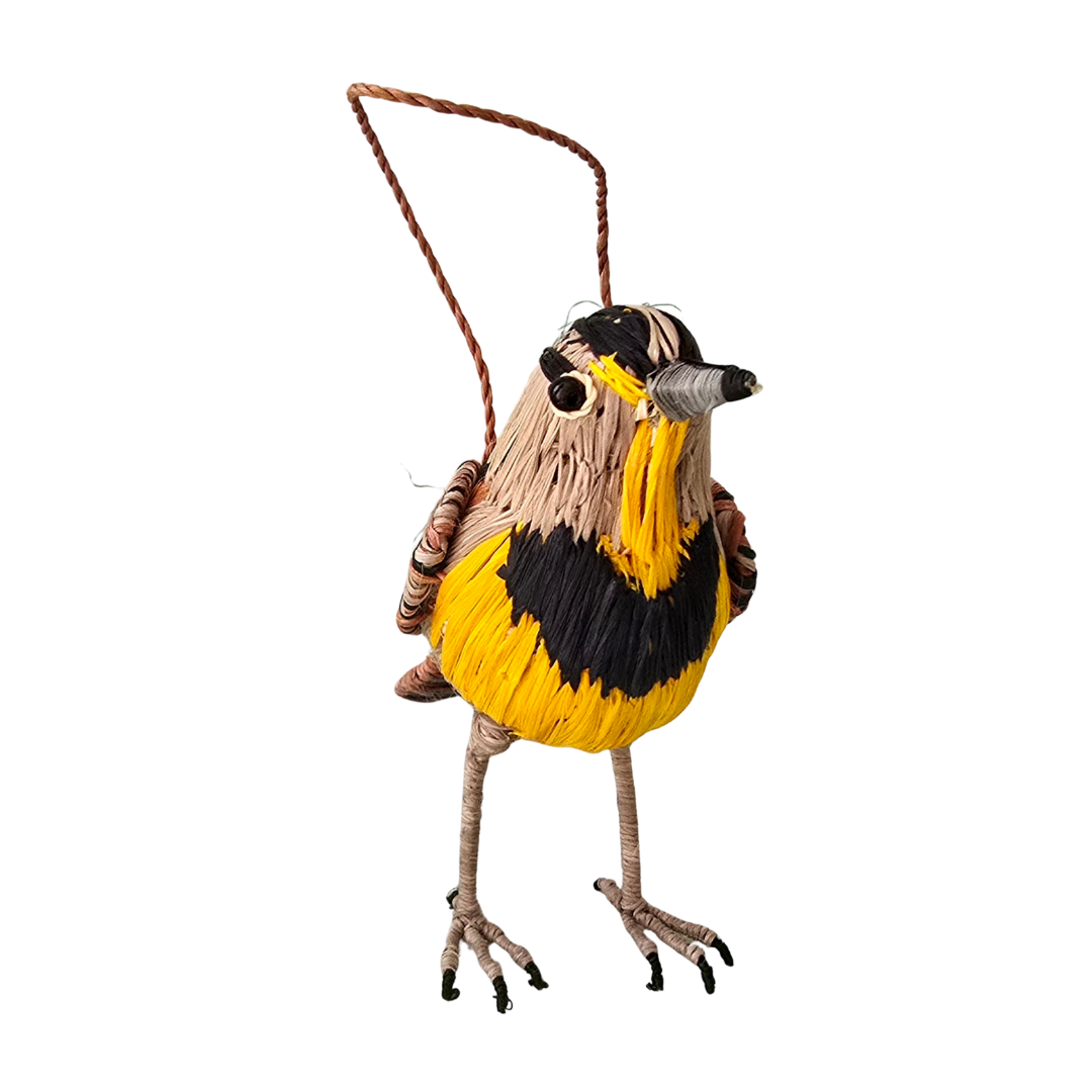 MEADOWLARK WOVEN BIRD ORNAMENT - HANDMADE BY PERUVIAN AMAZON ARTISAN - Amazon Ecology