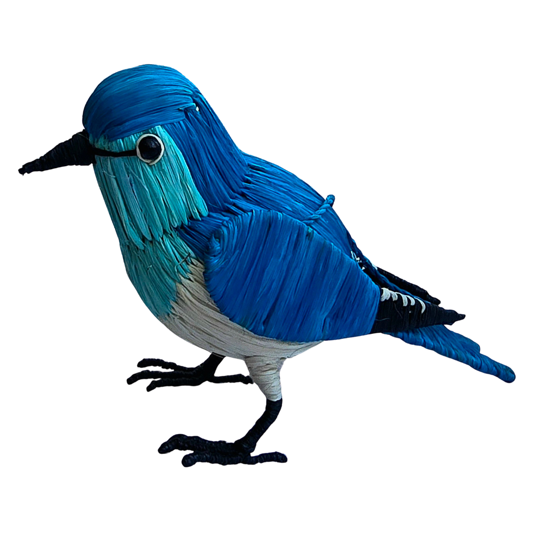 BLUEBIRD BIRD - FAIR TRADE CHRISTMAS TREE ORNAMENT - WOVEN BY PERUVIAN AMAZON ARTISAN - Amazon Ecology
