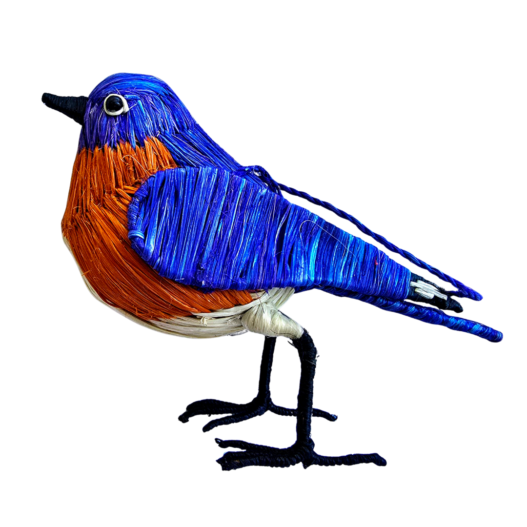 BLUEBIRD BIRD - FAIR TRADE CHRISTMAS TREE ORNAMENT - WOVEN BY PERUVIAN AMAZON ARTISAN - Amazon Ecology