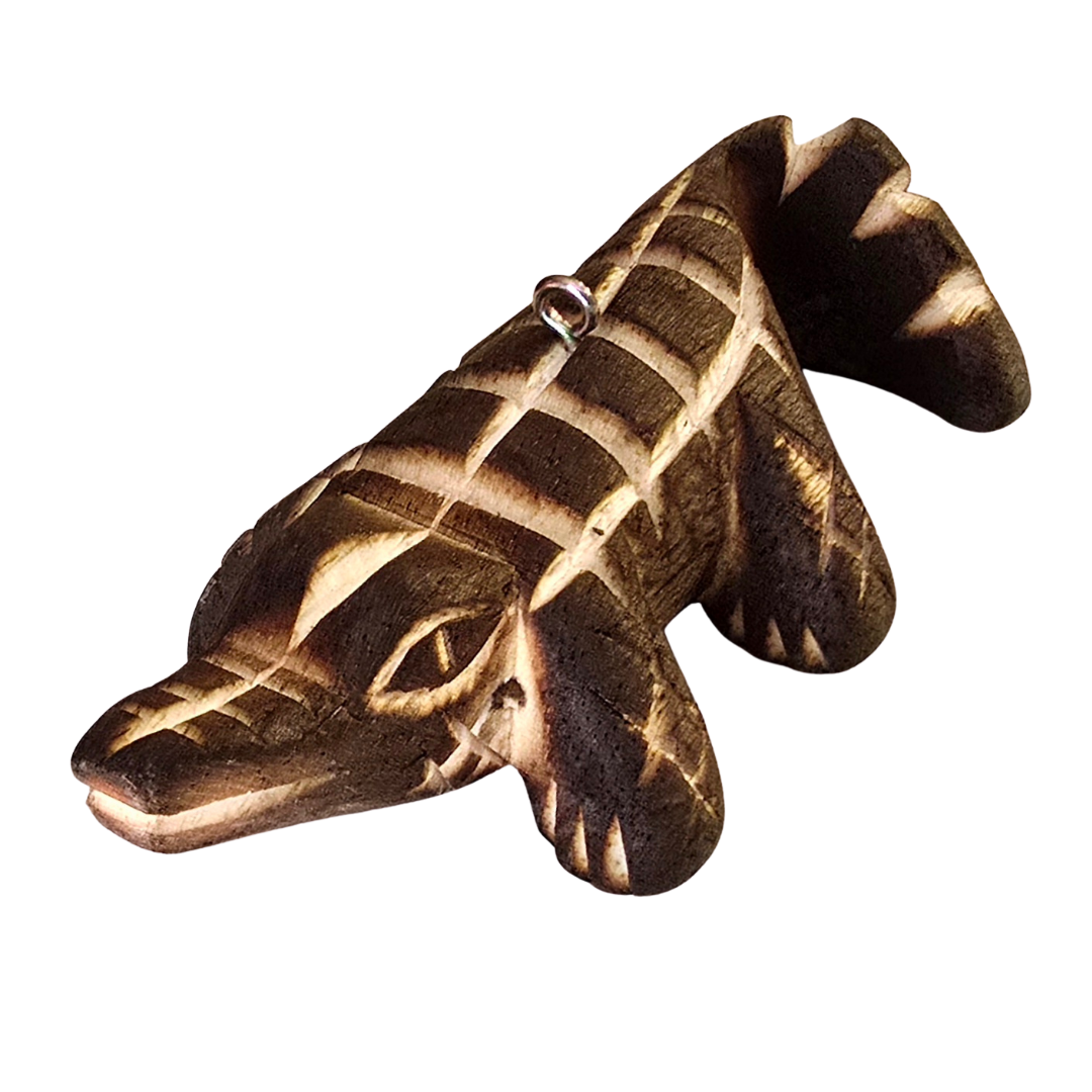 CAIMAN BALSA WOOD FAIR -TRADE ORNAMENT - CARVED BY PERUVIAN AMAZON ARTISAN - Amazon Ecology