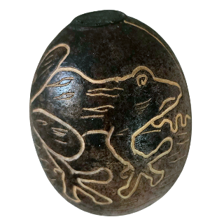 Shipibo pattern calabash hand rattle - made by Peruvian Amazon artisan - Amazon Ecology
