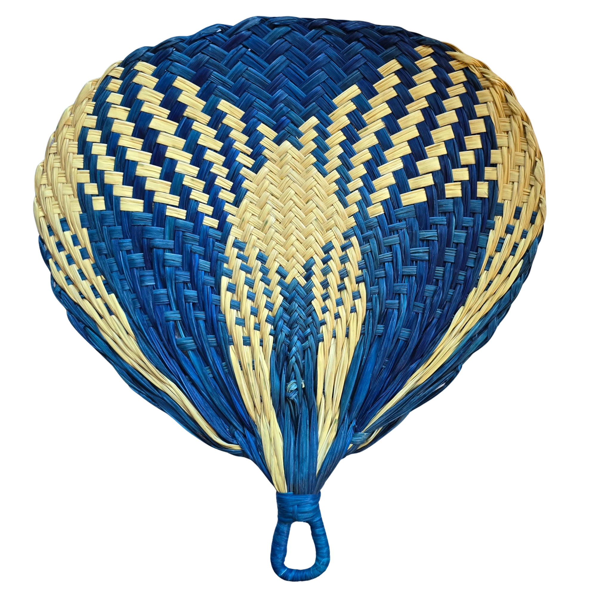 Chambira palm leaf fan with round handle