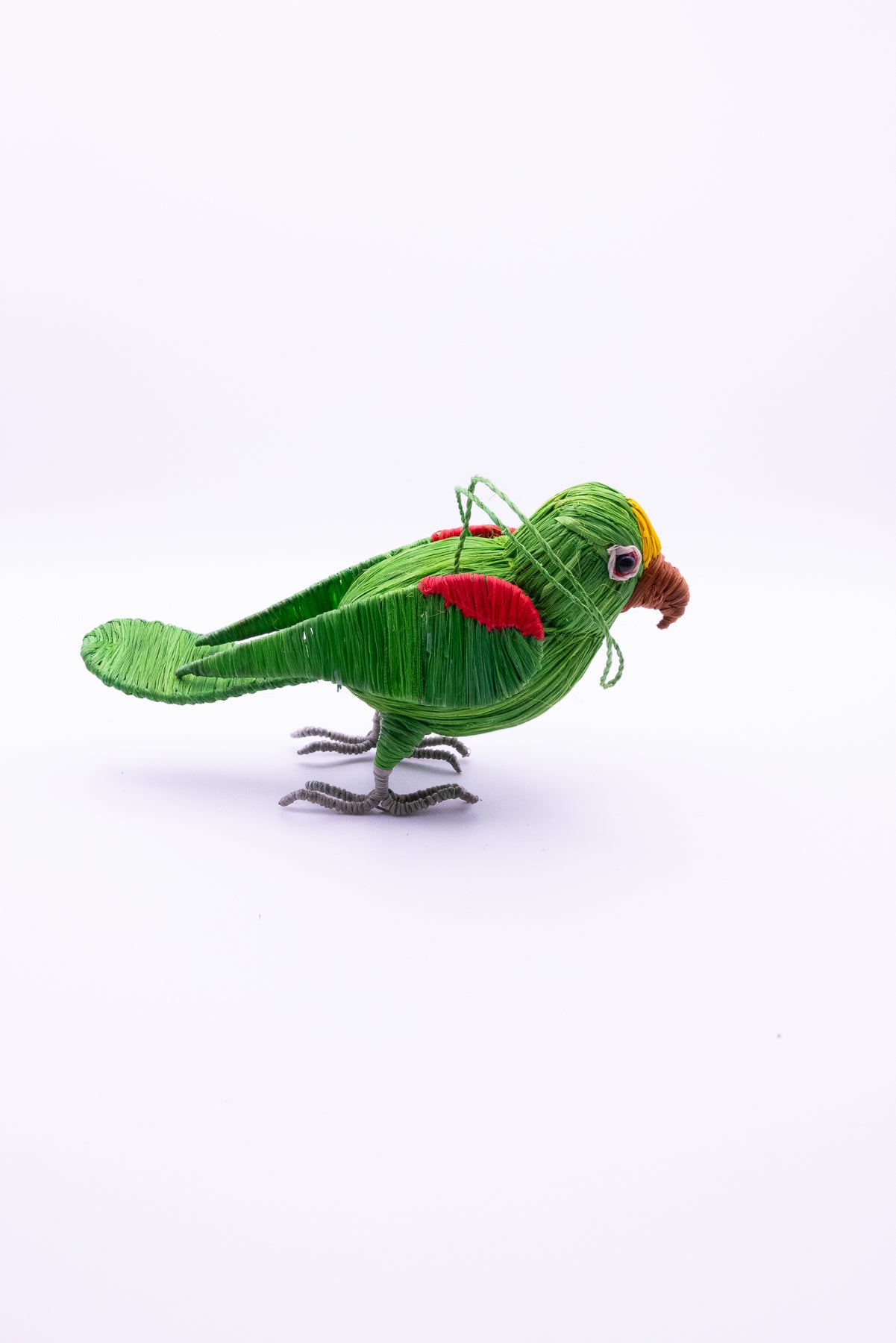 YELLOW CROWNED PARROT BIRD FAIR-TRADE CHRISTMAS TREE ORNAMENT - WOVEN BY PERUVIAN AMAZON ARTISAN