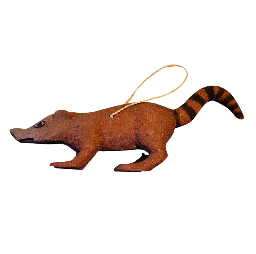 COATI BALSA WOOD FAIR -TRADE ORNAMENT - CARVED BY PERUVIAN AMAZON ARTISAN