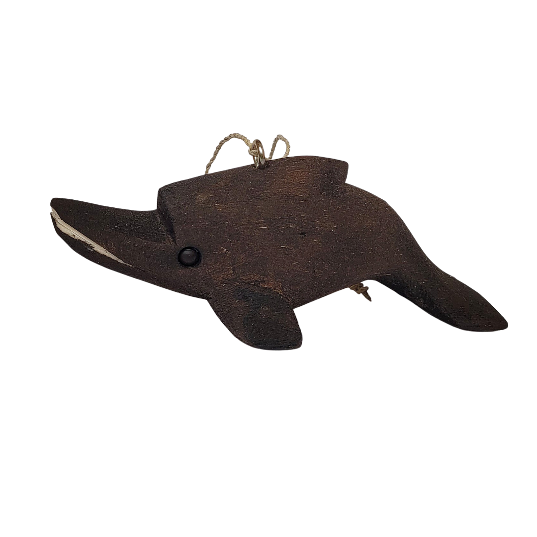 DOLPHIN BALSA WOOD FAIR -TRADE ORNAMENT - CARVED BY PERUVIAN AMAZON ARTISAN