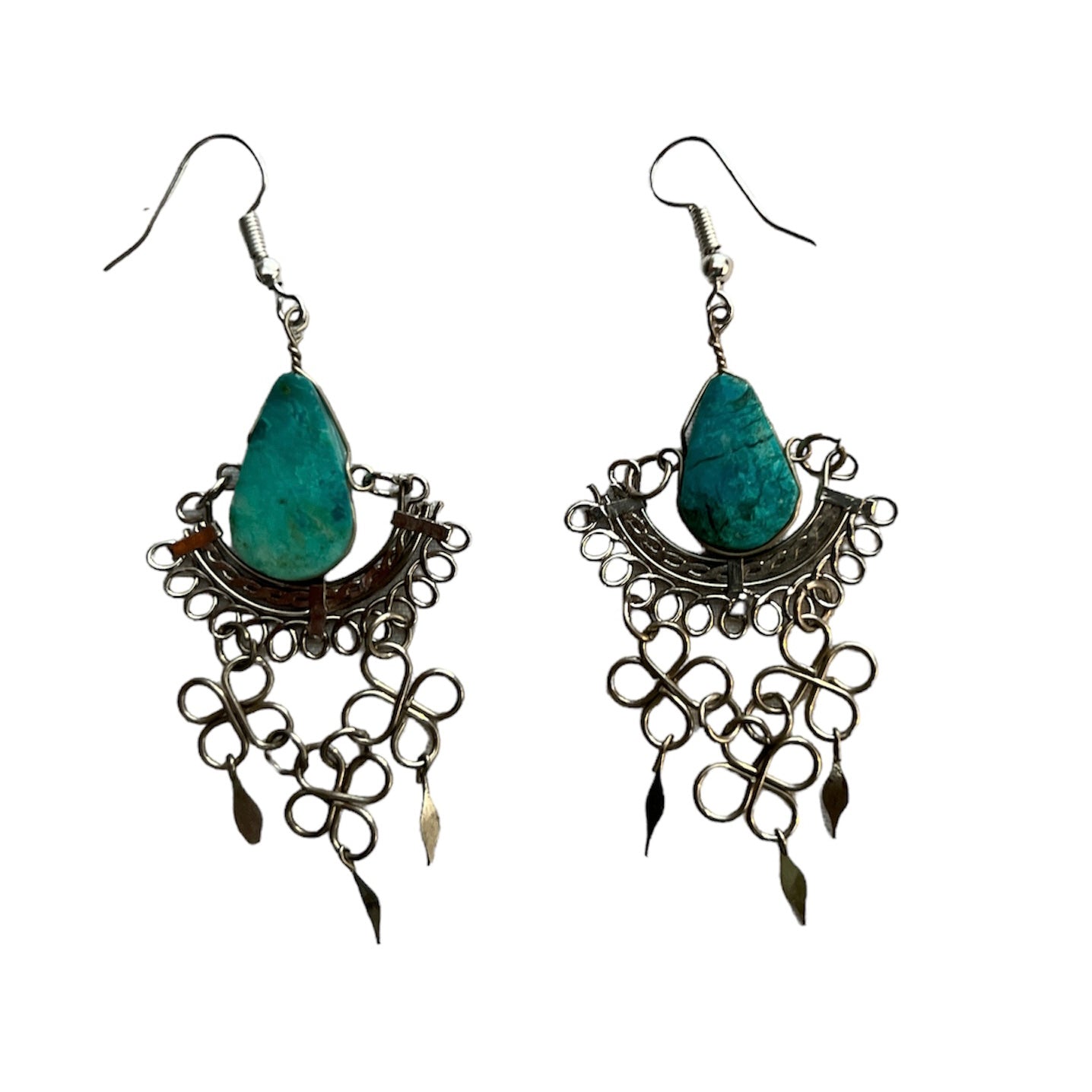 Silver Wire and Peruvian Turquoise - Made by Peruvian Amazon Artisan
