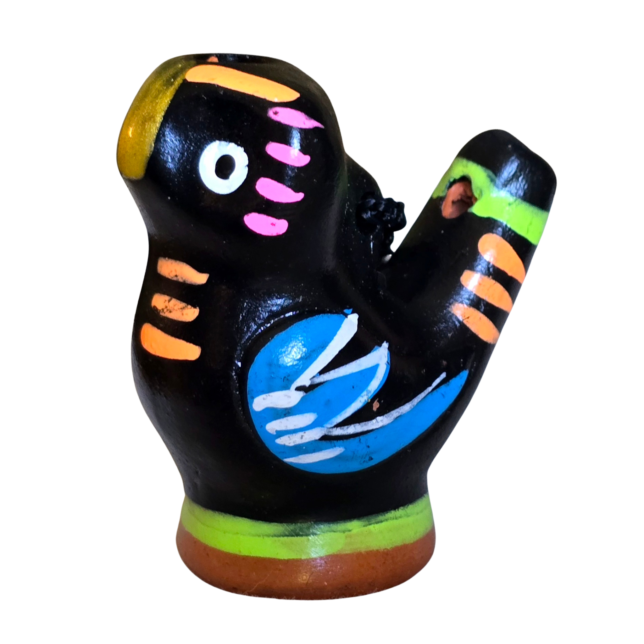 Owl ceramic bird water whistle from the Peruvian Amazon