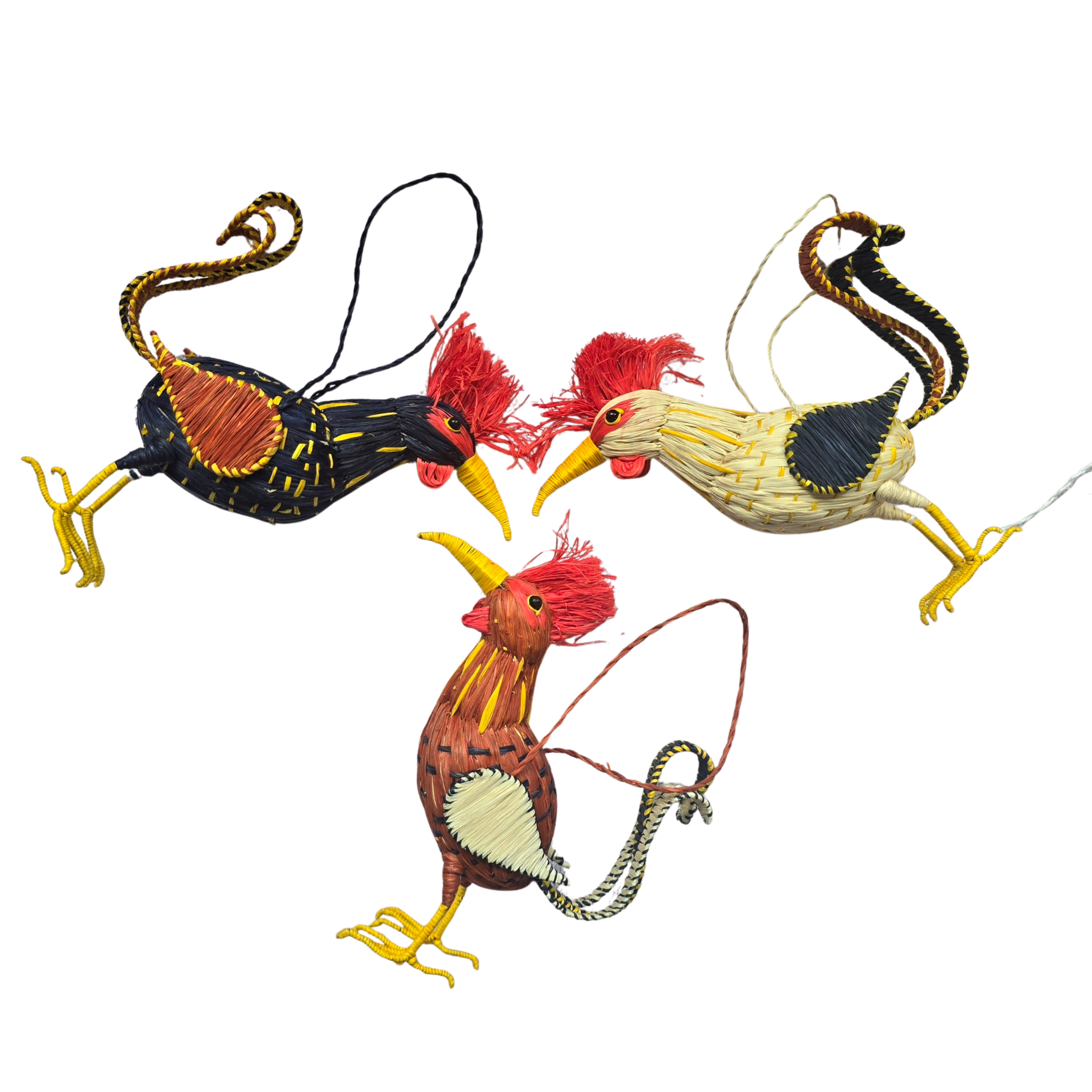 ROOSTER BIRD - FAIR TRADE CHRISTMAS TREE ORNAMENT - WOVEN BY PERUVIAN AMAZON ARTISAN - Amazon Ecology