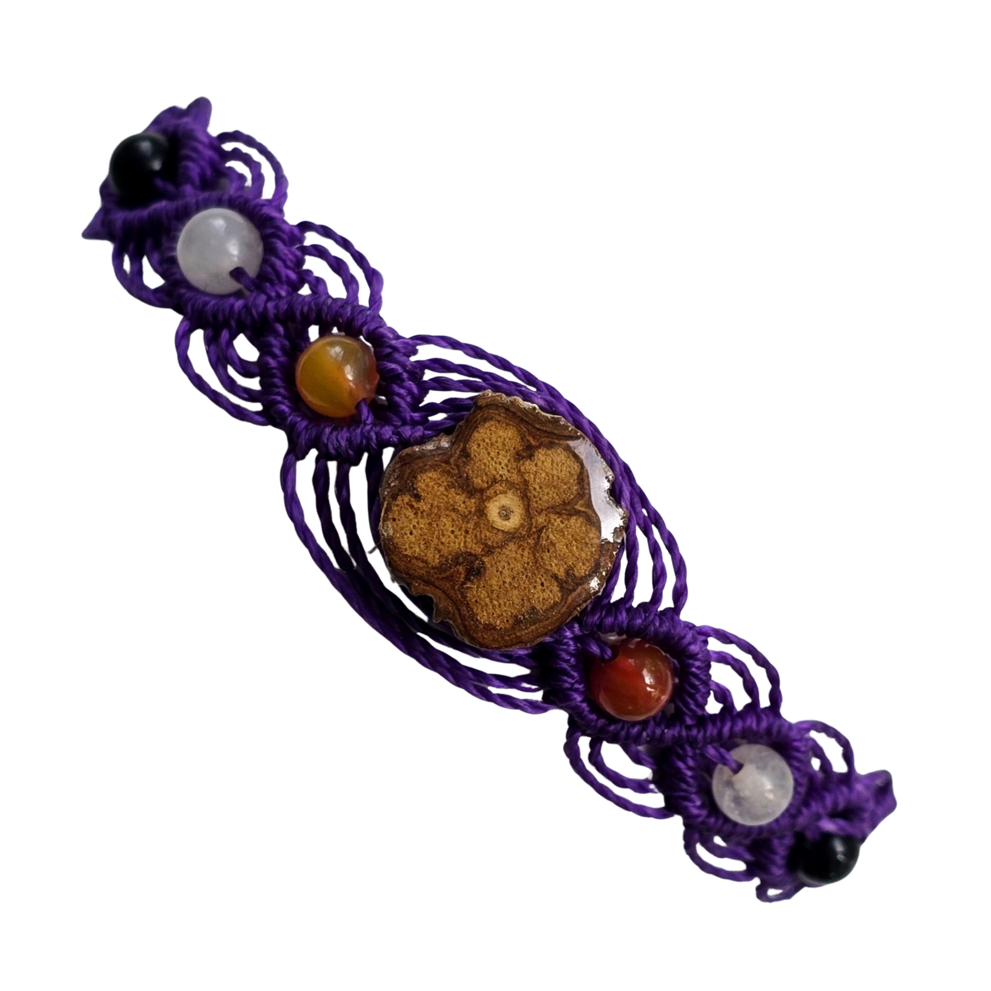 Macrame bracelet with ayahuasca and round colored stones - made by Peruvian Amazon artisan - Amazon Ecology