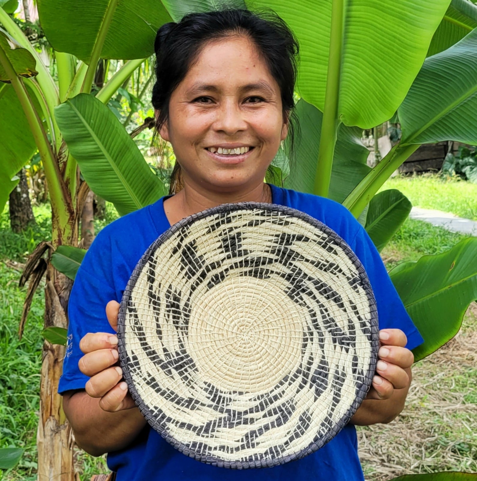 Chocolate and Charcoal Swirls - Fair Trade Basket - Handmade by Peruvian Amazon artisan