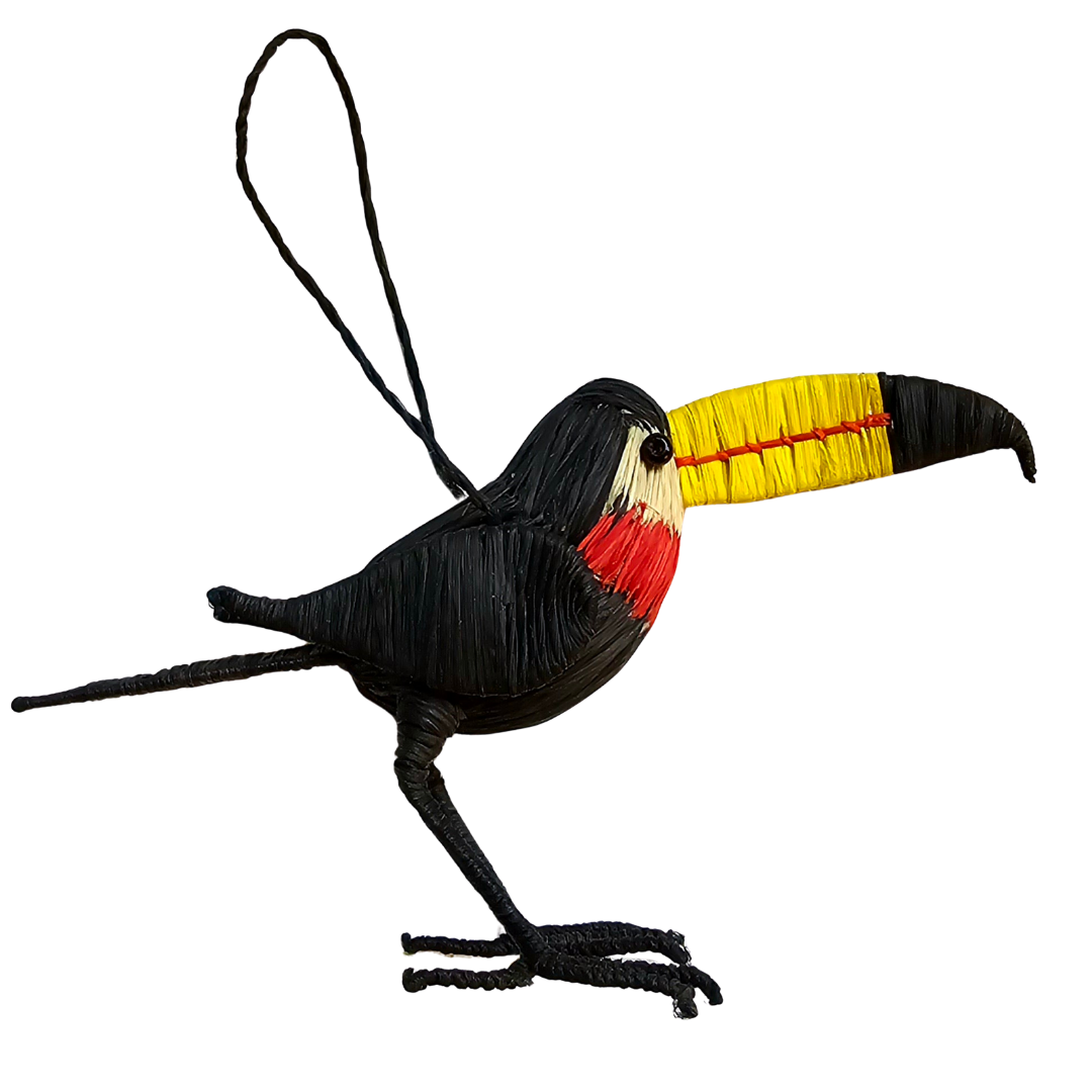 CHESTNUT-EARED ARACARI BIRD - FAIR-TRADE CHRISTMAS TREE ORNAMENT - WOVEN BY PERUVIAN AMAZON ARTISAN - Amazon Ecology