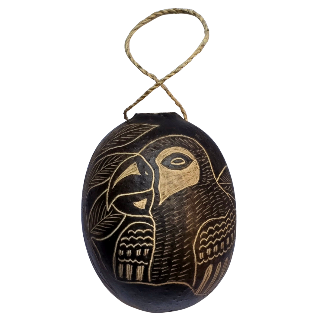 Parrot and Macaw Bird Calabash Christmas tree ornament and hand rattle - Amazon Ecology