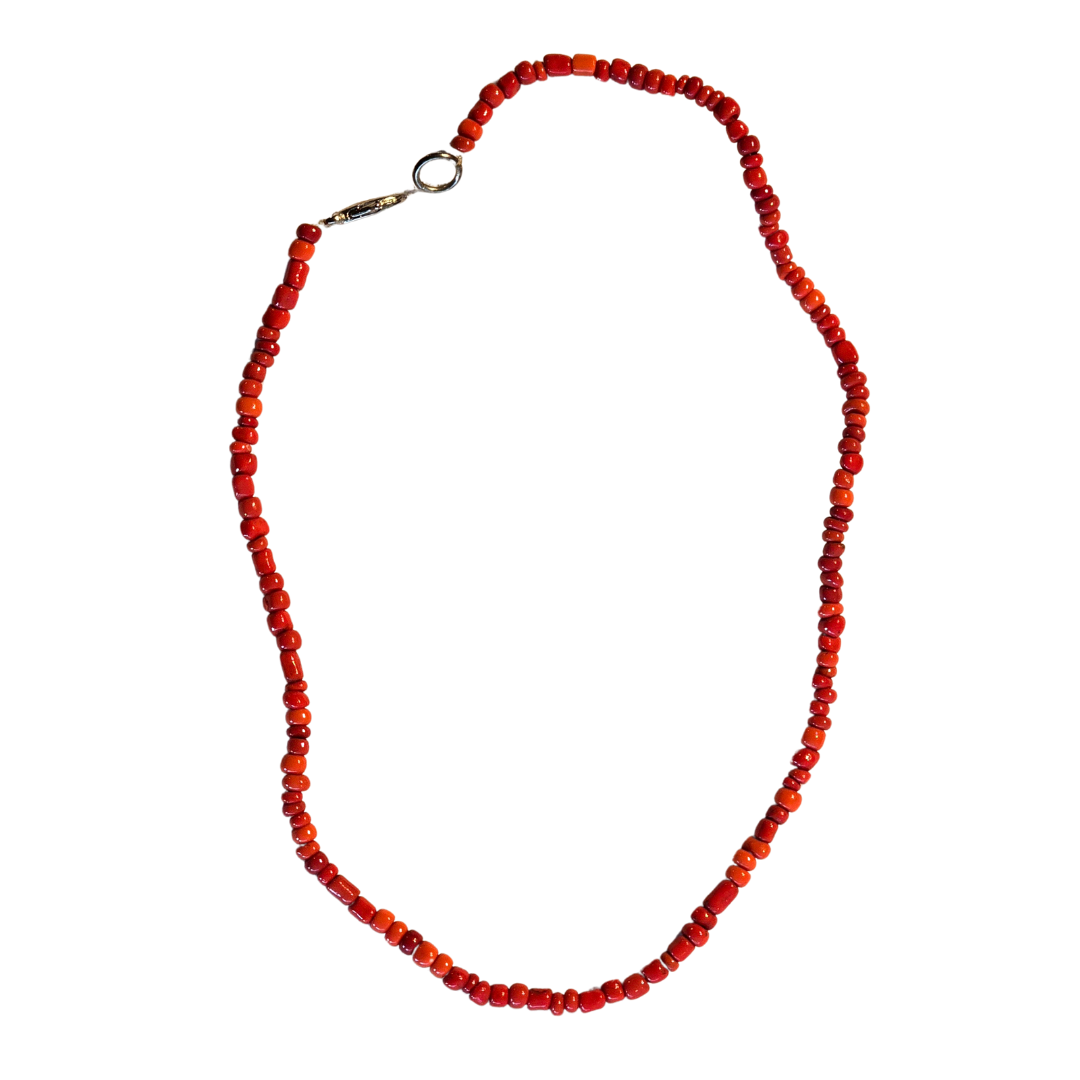 Coral colored bead necklace - made by artisan from the Peruvian Amazon - Amazon Ecology