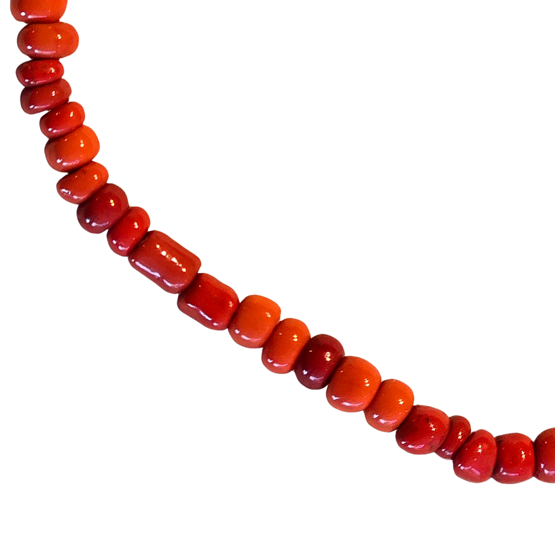 Coral colored bead necklace - made by artisan from the Peruvian Amazon - Amazon Ecology