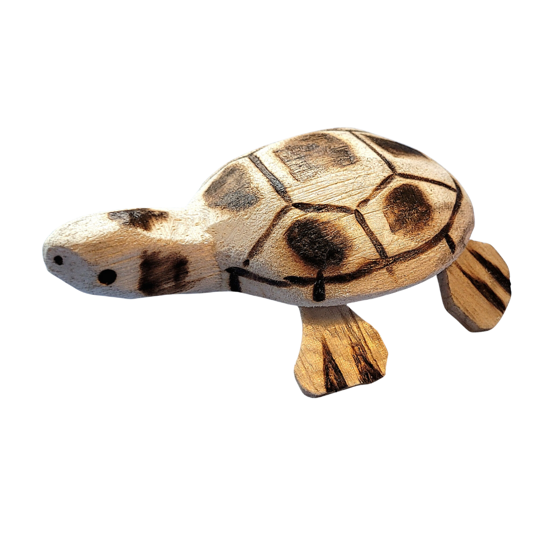 SMALL BALSA WOOD TURTLE DECORATION - CARVED BY PERUVIAN AMAZON ARTISAN - Amazon Ecology