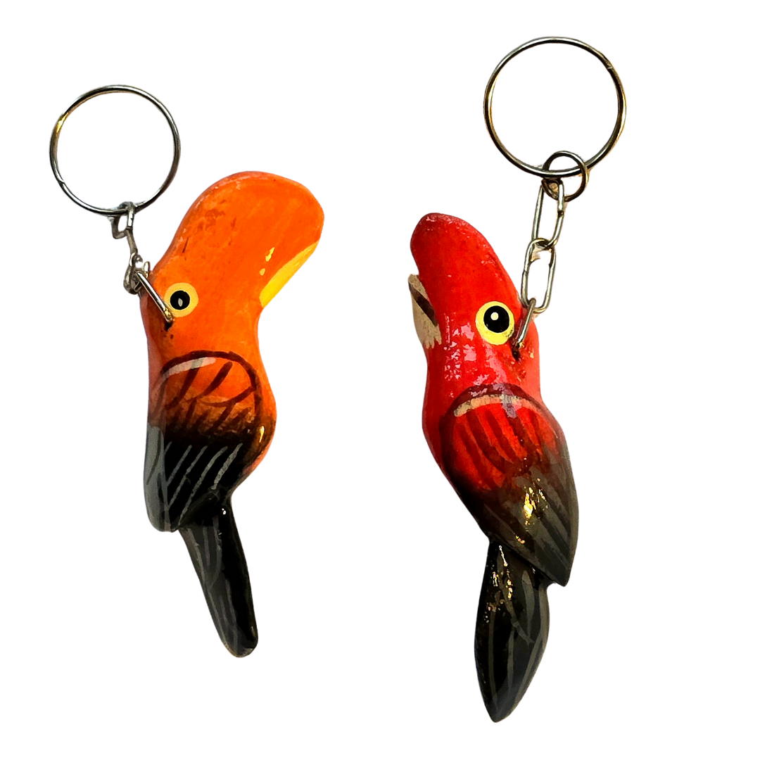 Balsa wood tropical bird keychains from the Peruvian Amazon - Amazon Ecology