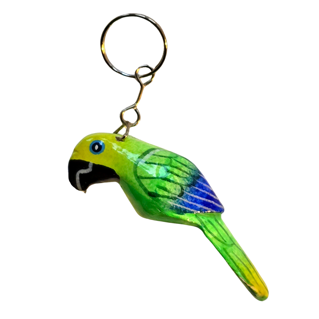 Balsa wood tropical bird keychains from the Peruvian Amazon - Amazon Ecology