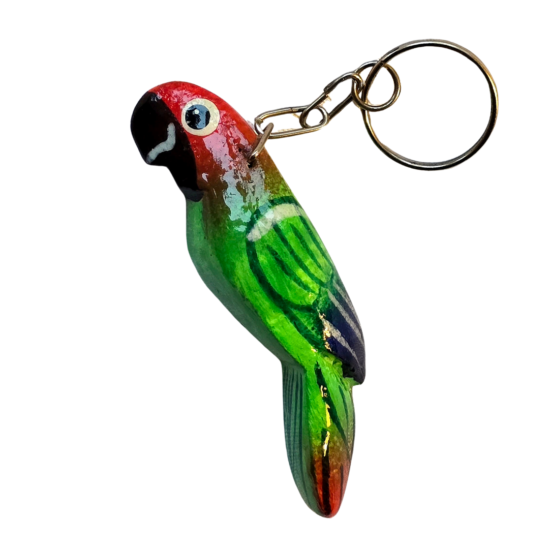 Balsa wood tropical bird keychains from the Peruvian Amazon - Amazon Ecology