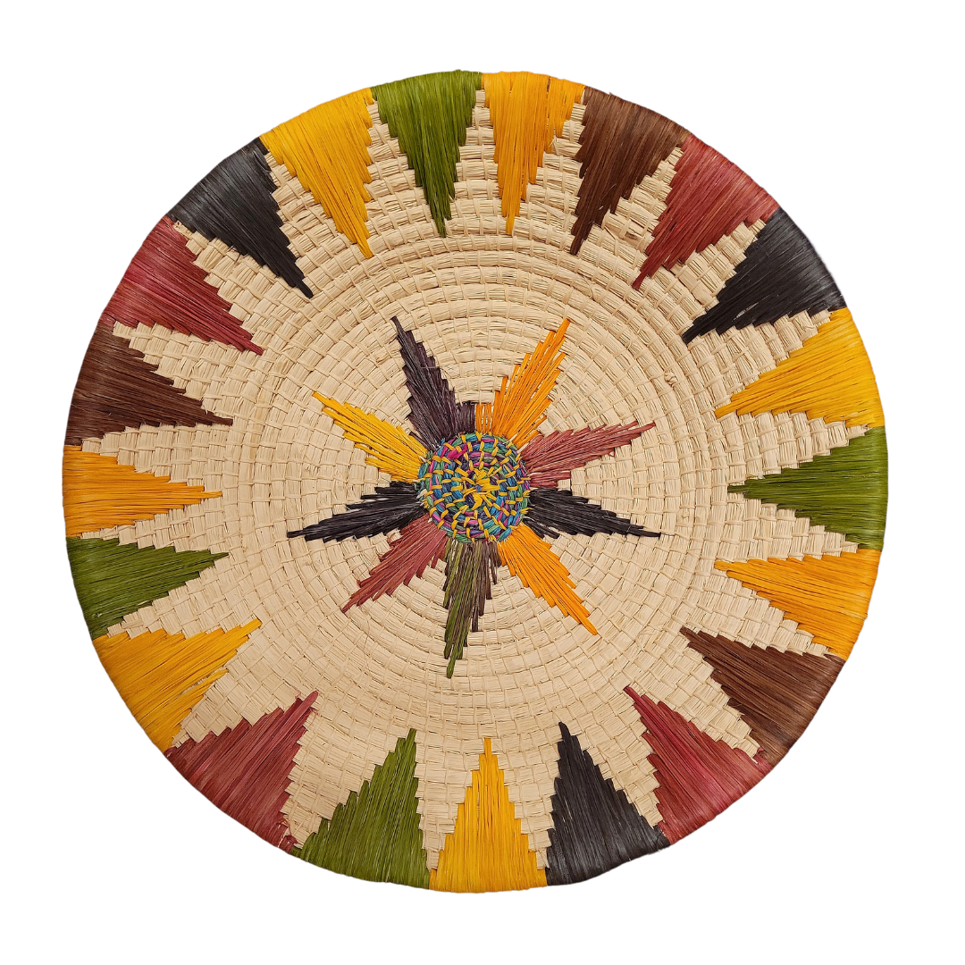 Rainbow Chevron and Star Flower Decorative Basket - Fair Trade and Handwoven - Amazon Ecology
